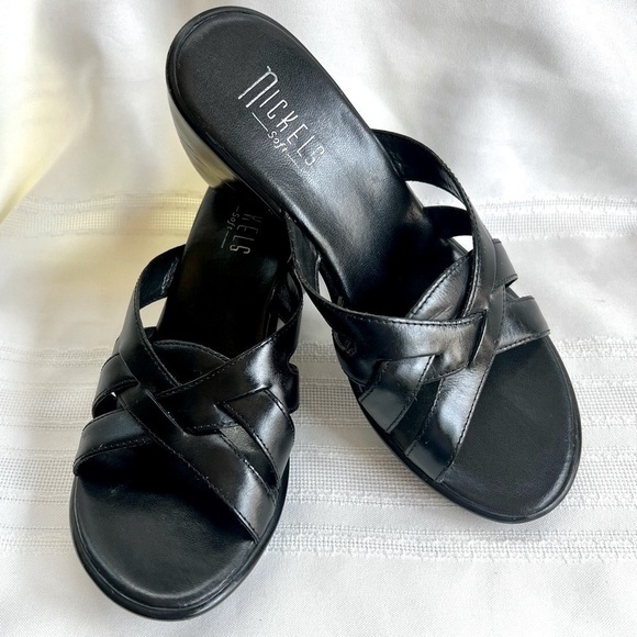 Nickels Soft Women's Templete Black Lthr Heeled Sandal Sz 6 EUC Made in Brazil‎ - Picture 5 of 11